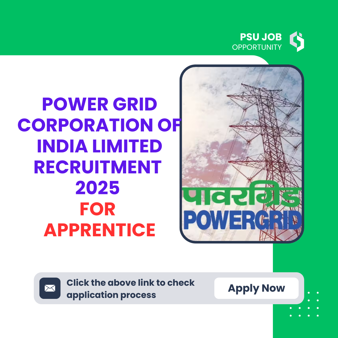Power Grid Corporation of India Limited Recruitment 2025 for Apprentice: Total 962 vacancies, eligibility criteria, age, qualification and application process