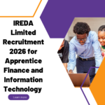 IREDA Limited Recruitment 2026 for Apprentice Finance and Information Technology Total 10 Vacancy Out