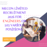 MECON Limited Recruitment 2026 for Engineers on 103 Various Positions Apply Now careerstar.in