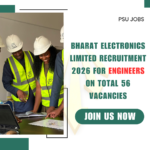 Bharat Electronics Limited Recruitment 2026 for Engineers on Total 56 Vacancies Apply Now Bharat Electronics Limited Recruitment 2026 for Engineers on Total 56 Vacancies Apply Now careerstar.in