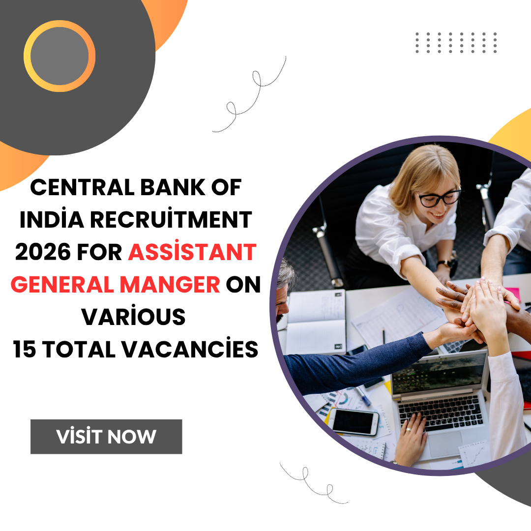 Central Bank of India Recruitment 2026 for Assistant General Manger on various 15 total vacancies Apply Online careerstar.in