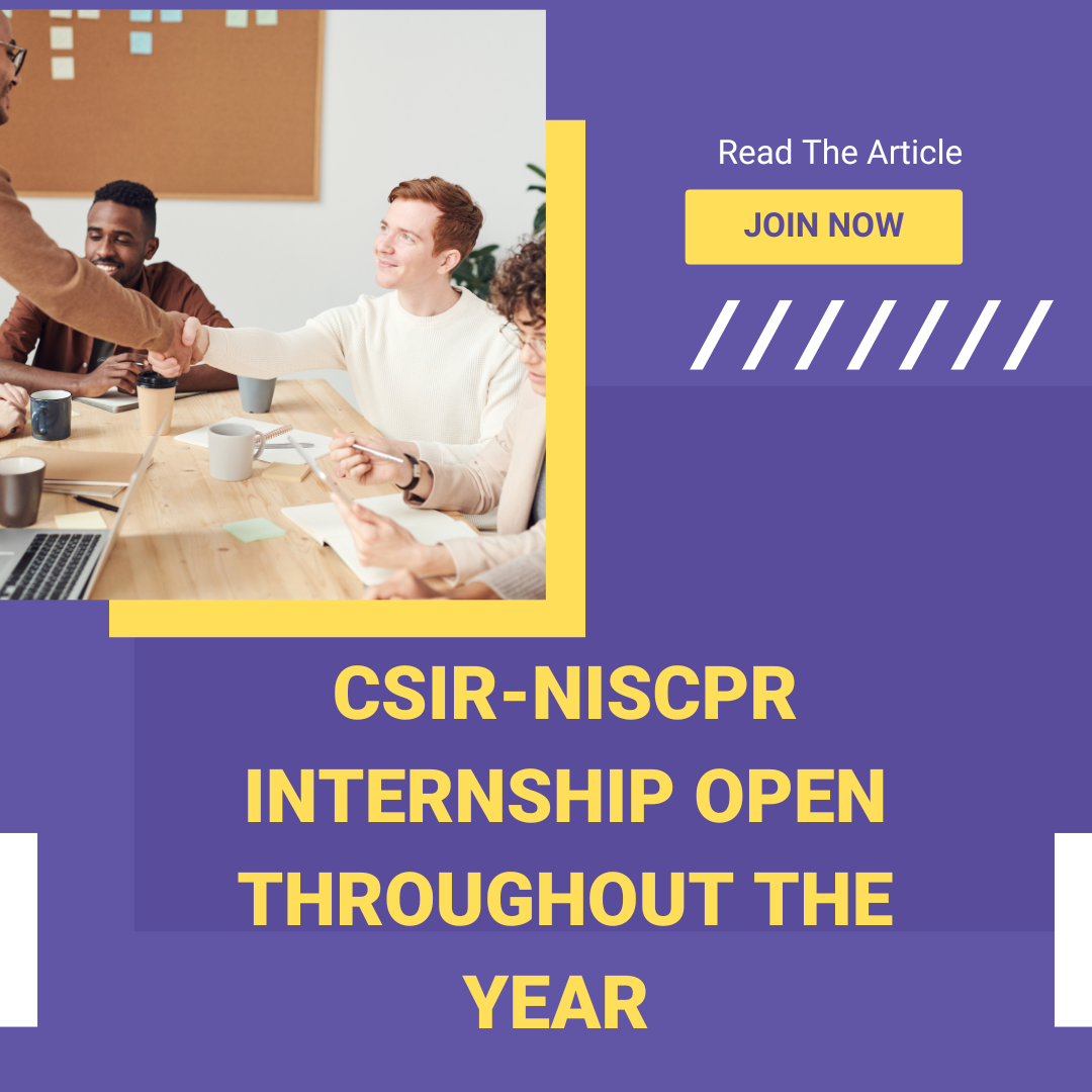 CSIR-NIScPR Internship Open Throughout the Year Apply Now careerstar.in