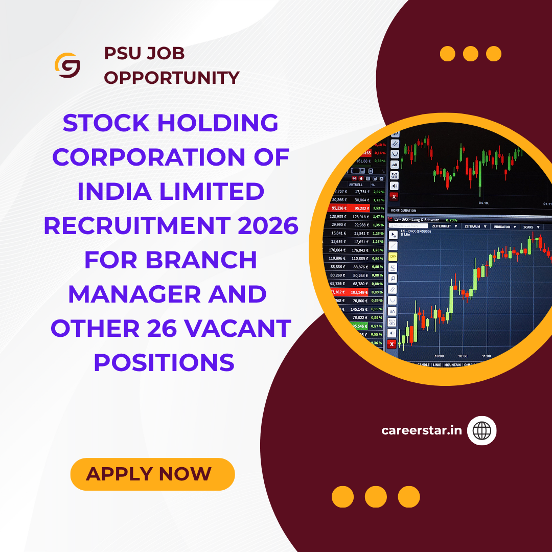 Stock Holding Corporation of India Limited Recruitment 2026 for Branch Manager and other 26 vacant positions Apply online now careerstar.in